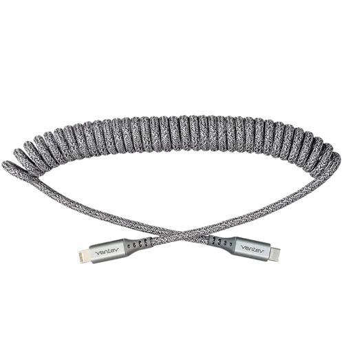 Cable en espiral lightning a USB-C para carga y sincronización de 1 metro