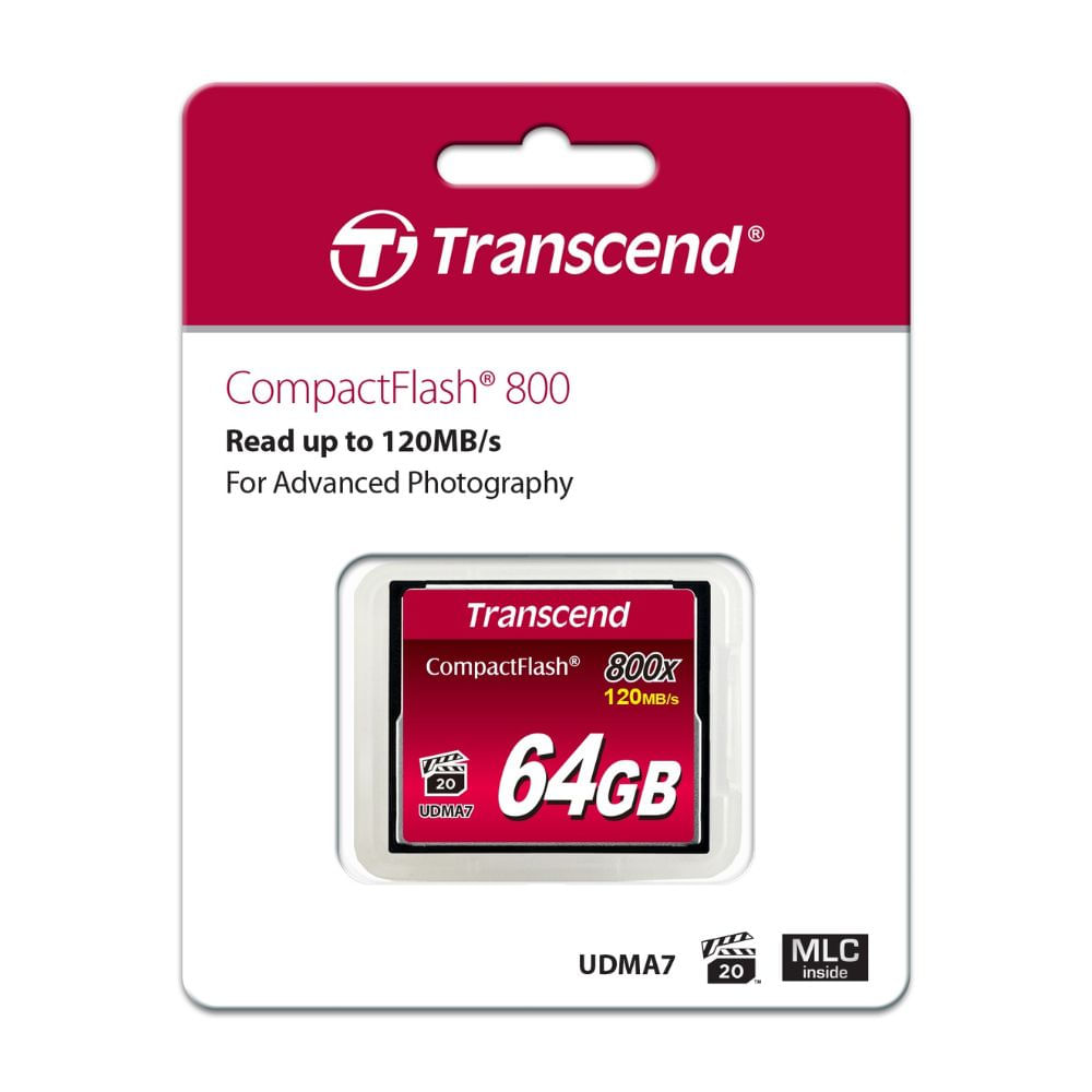 Transcend 32GB CompactFlash CF 800 Speicherkarte, VPG-20, bis zu 120 MB/s Read, 60 MB/s Write | Ideal für Full HD Videoaufnahme & DSLR-Fotografie