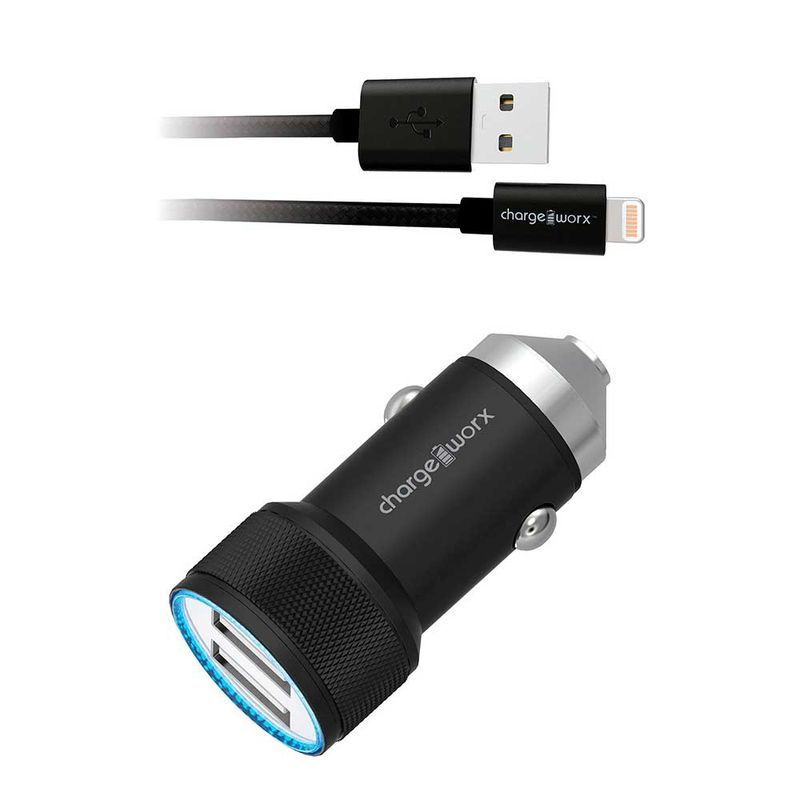 CHARGEWORX-Cargador-dual-para-auto-con-cable-lightning-5v-3.4a-290-9051