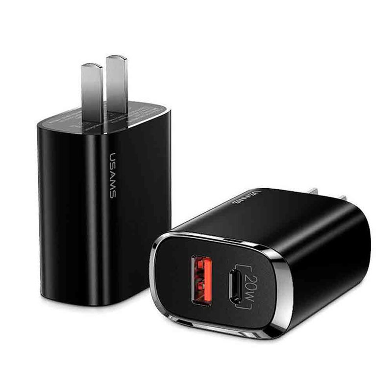USAMS-Adapatador-de-corriente-ultra-rapido-doble--USB-y-USB-C-color-Negro-290-9091