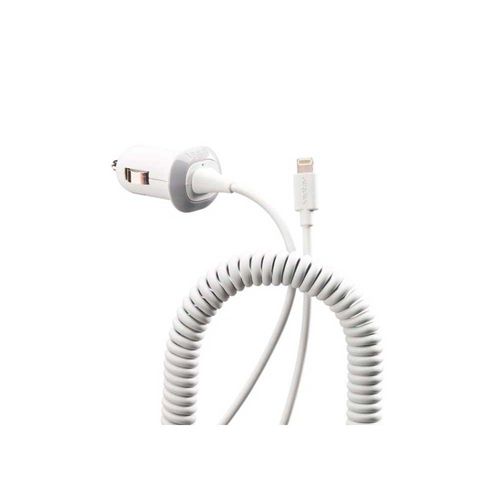 Cargador blanco para auto con cable ligthning