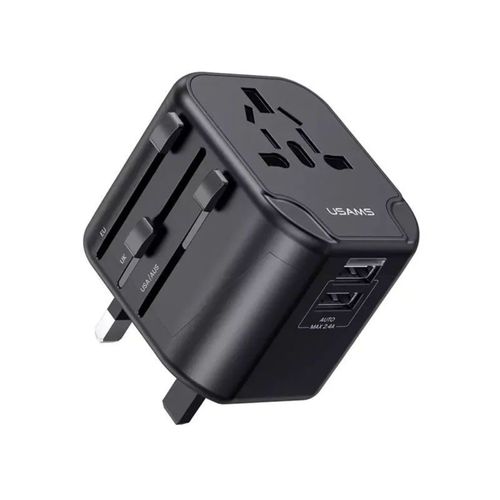 Adaptador de Viaje USAMS 4-en-1 con Doble USB 12W