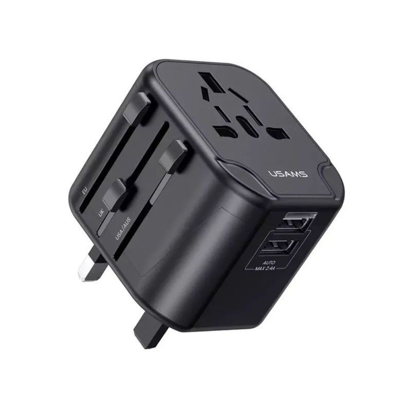 USAMS Adaptador de Viaje USAMS 4-en-1 con Doble USB 12W 290-9137