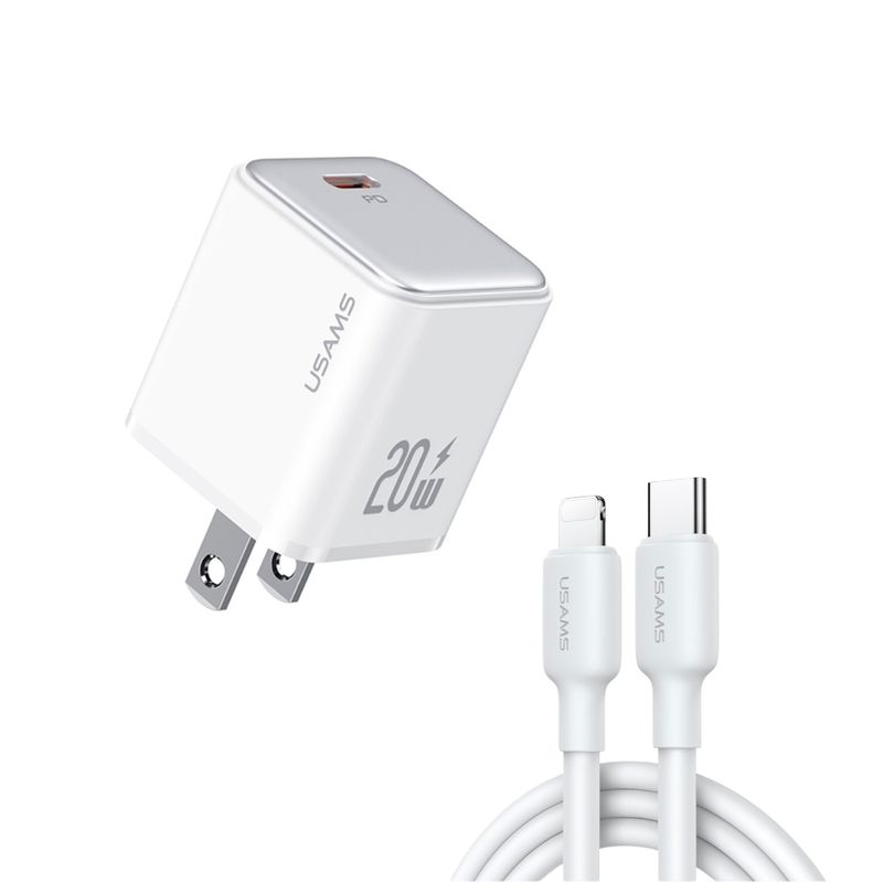 USAMS Kit de Cargador Rápido de 20W USB-C color blanco con PD 290-9140