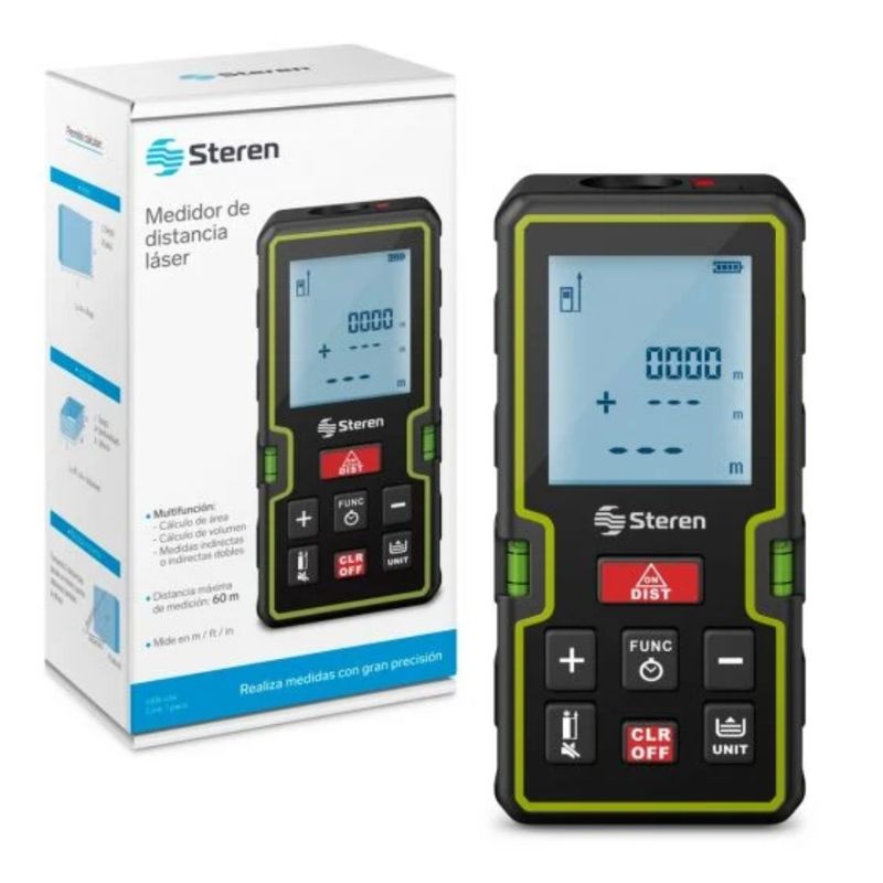 STEREN Medidor de Distancia Láser Steren - Precisión y Alcance de Hasta 60 Metros 640-2092