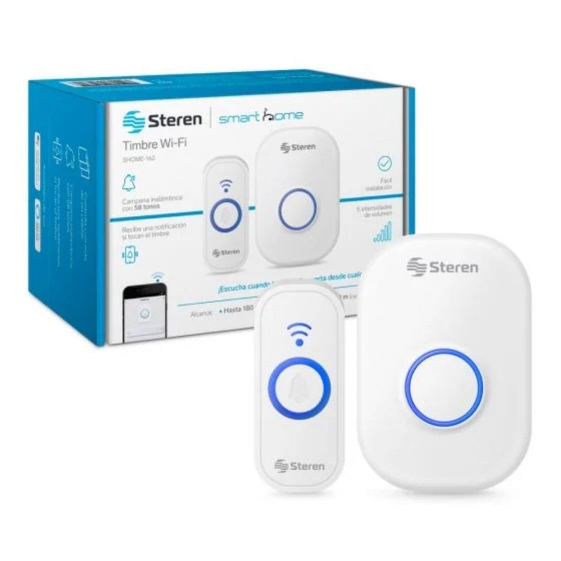 STEREN Timbre Inalámbrico Wi-Fi Steren con 58 Tonos - Alcance de 180m 610-3158