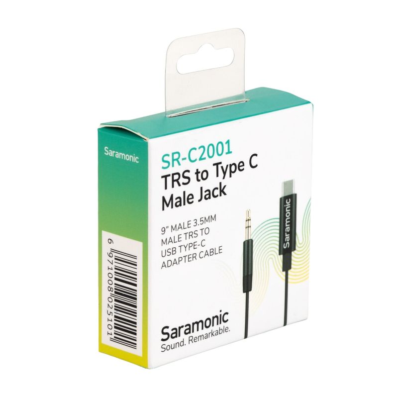SARAMONIC Cable Adaptador de Audio Saramonic SR-C2001 de TRS 3.5mm a USB-C, Estéreo/Mono, 22.86 cm 120-2970