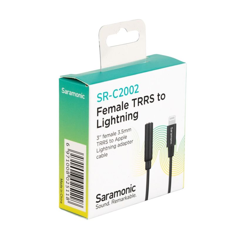 SARAMONIC Adaptador de Audio Saramonic SR-C2002 de Lightning a 3.5mm TRRS, Cable 7.6 cm 120-2971