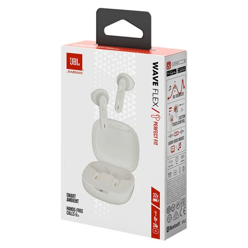 JBL Auriculares JBL Wave Flex Blancos: Sumérgete en el Sonido Profundo 330-4803