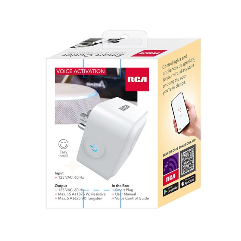 RCA Enchufe Inteligente RCA PLG105WH - Control por Voz y App Compatible con Alexa y Google 610-6155