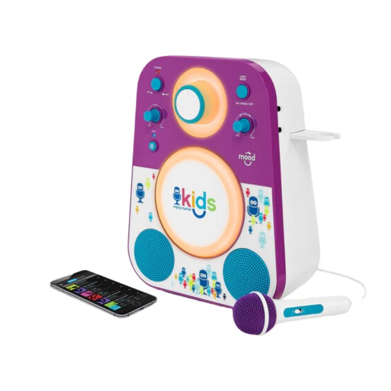 SINGING MACHINE Singing Machine Kids Mood - Sistema de Karaoke para Niños con Luces LED y Micrófono - Morado 600-3010