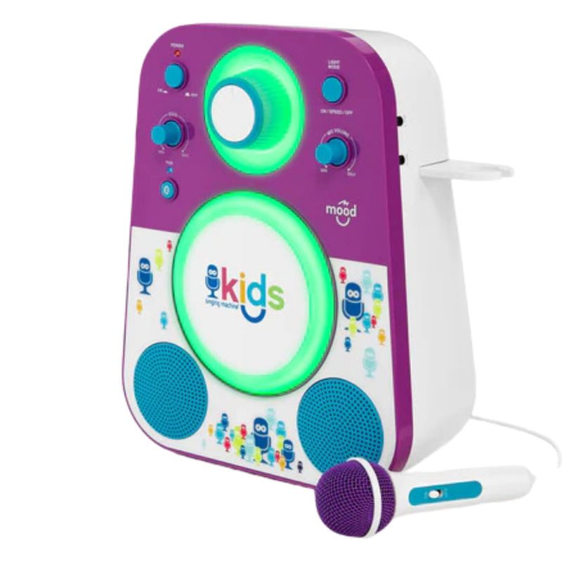 SINGING MACHINE Singing Machine Kids Mood - Sistema de Karaoke para Niños con Luces LED y Micrófono - Morado 600-3010