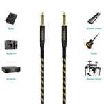 MONOPRICE Cable de Instrumento y Guitarra Cloth Series 4.57m TS 6.35mm Macho 20AWG - Negro y Dorado 150-3777