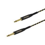 MONOPRICE Cable de Instrumento y Guitarra Cloth Series 4.57m TS 6.35mm Macho 20AWG - Negro y Dorado 150-3777