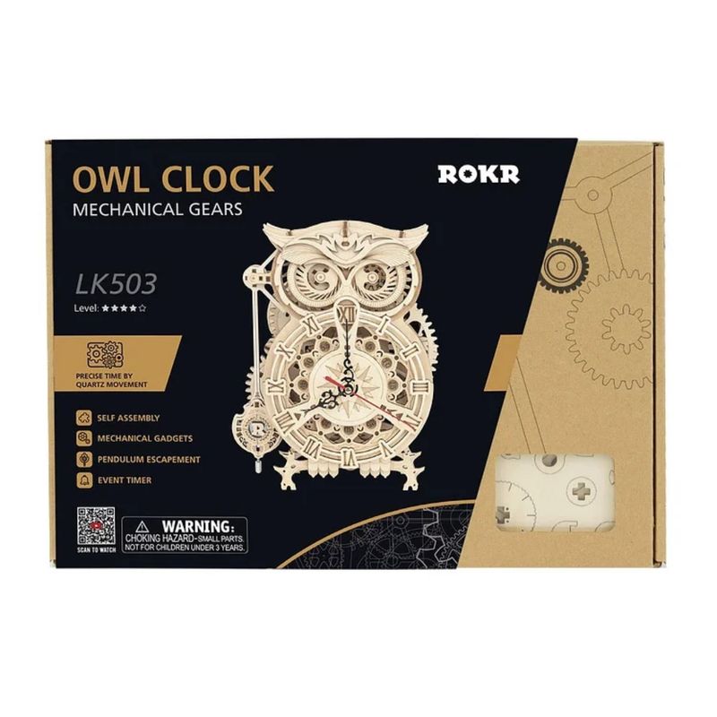 ROKR Reloj Mecánico de Búho ROKR LK503 - Kit de Ensamblaje con Engranajes 600-1510