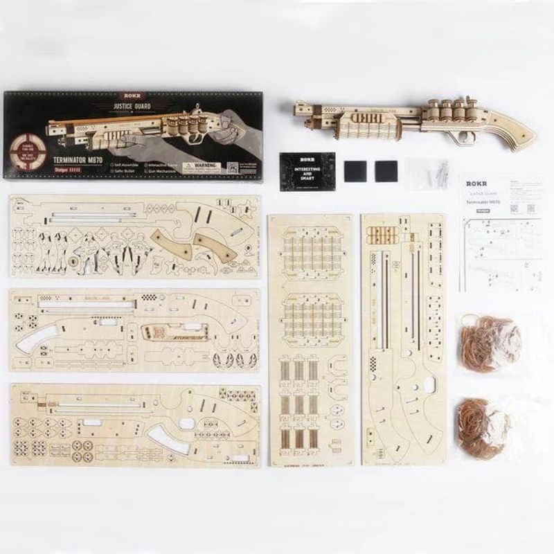 ROKR ROKR Terminator M870 - Kit de Arma de Madera Modelo Justice Guard LQ501: Diseño Realista y Mecánico 600-1506