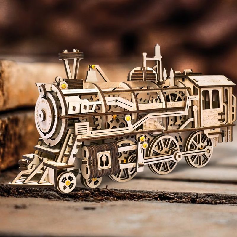 ROKR ROKR LK701 Locomotora Clásica Rompecabezas Puzzle 3D de Madera 600-1518
