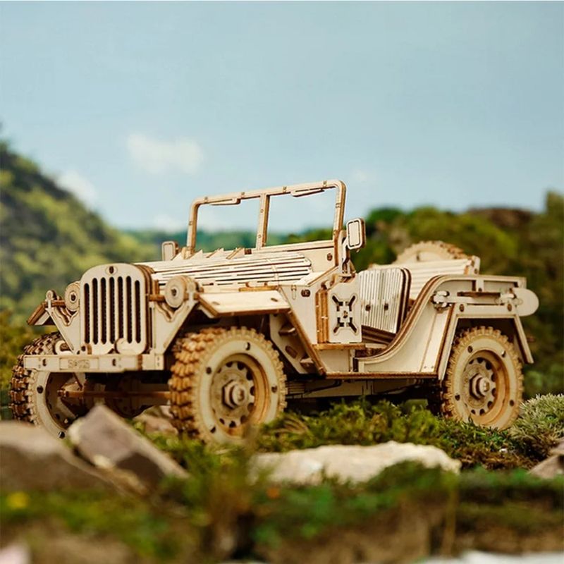 ROKR ROKR Army Jeep MC701 - Modelo a Escala de Jeep Militar de Madera 600-1515