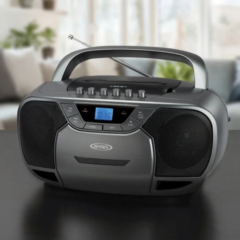 JENSEN Reproductor/Grabadora de CD y Casete Portátil Jensen CD-590 con Radio AM/FM y Bluetooth 120-2976