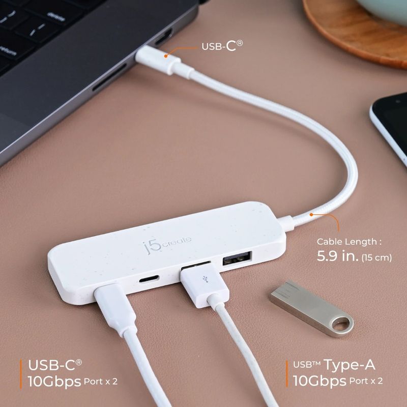 J5CREATE Adaptador Multi-Puerto USB-C J5create JCH342E con HDMI, USB 3.0 y Gigabit Ethernet 260-5503