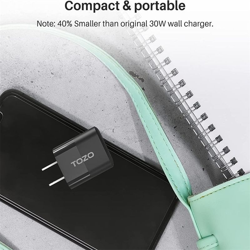 TOZO Cargador de Pared Compacto TOZO C3 33W GaN con Doble Puerto USB-C y USB-A - Negro 290-5102