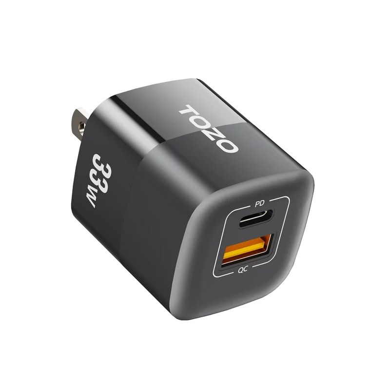 TOZO Cargador de Pared Compacto TOZO C3 33W GaN con Doble Puerto USB-C y USB-A - Negro 290-5102
