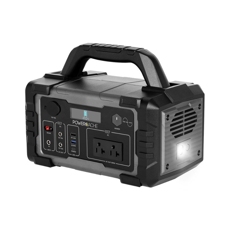 POWERCACHE Estación de Energía Portátil de 642Wh, 600W, USB-C PD, AC y Solar 610-6172