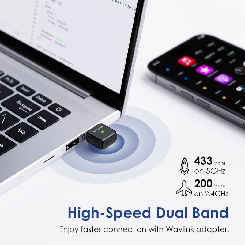 WAVLINK Adaptador WiFi USB Dual Band AC 650 Mbps 260-4003