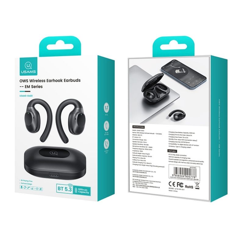 USAMS Auriculares Deportivos Inalámbricos USAMS BT 5.3 con Gancho - 40H de Batería 330-3210