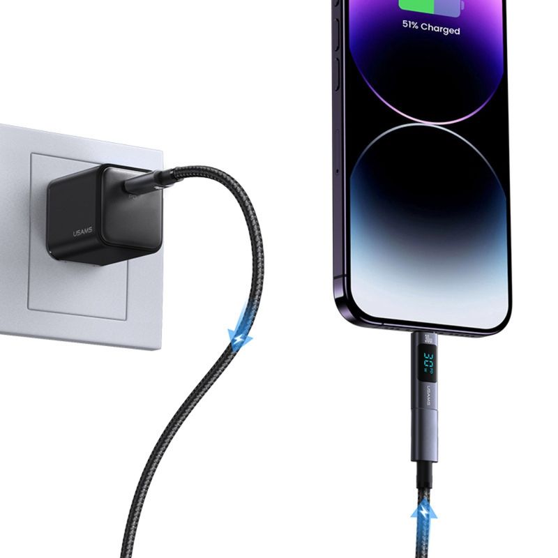 USAMS Adaptador de Carga Rápida USB-C a Lightning 30W USAMS 120-2989