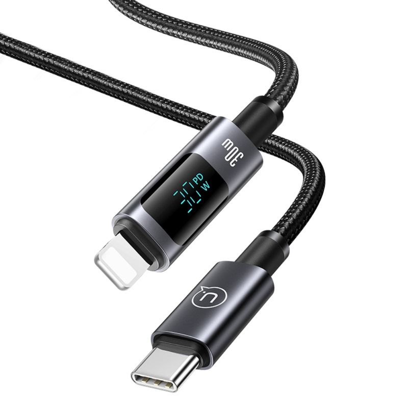 USAMS Cable de Carga Rápida USAMS USB-C a Lightning 30W con Pantalla Digital 1.2m 120-2992