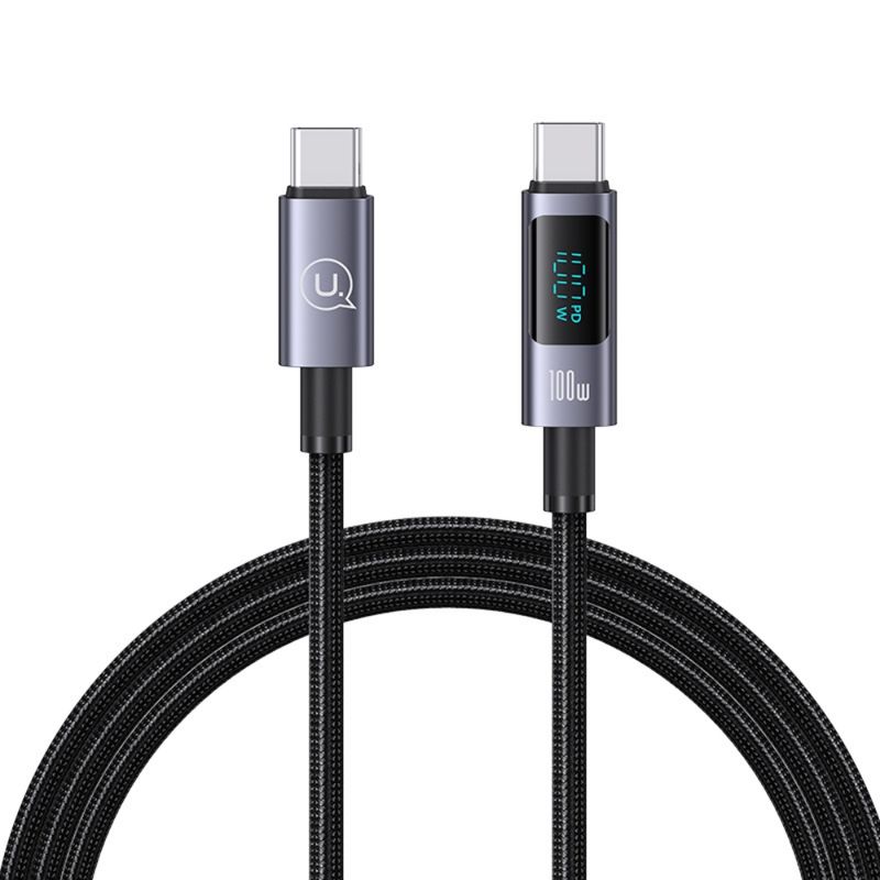 USAMS Cable de Carga Rápida USAMS USB-C a USB-C 100W con Pantalla Digital 1.2m 120-2991