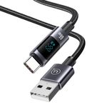 USAMS Cable de Carga Rápida USB-C a USB-A 66W con Pantalla Digital 1.2m 120-2993