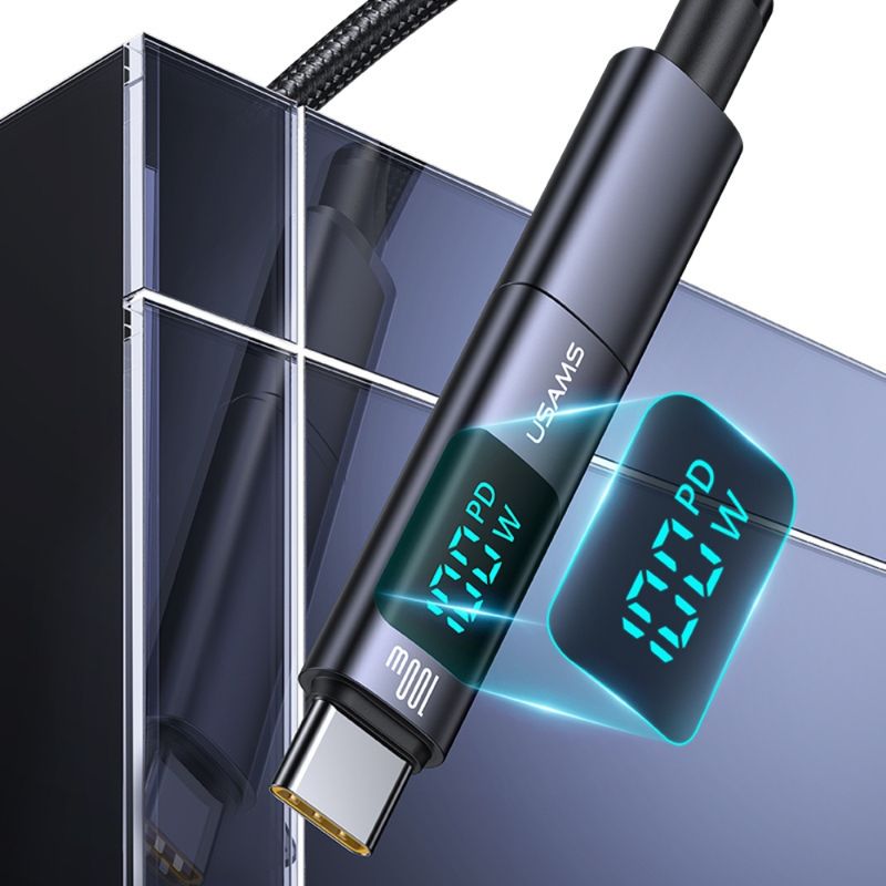 USAMS Adaptador de Carga Rápida USB-C a USB-C 100W USAMS con Pantalla Digital 120-2990