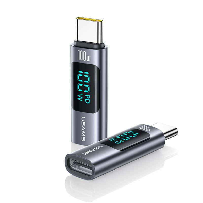 USAMS Adaptador de Carga Rápida USB-C a USB-C 100W USAMS con Pantalla Digital 120-2990