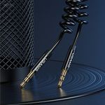 USAMS Cable de Audio Auxiliar en Espiral USAMS 3.5mm - Negro 120-3009