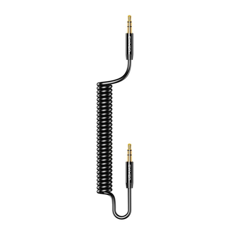 USAMS Cable de Audio Auxiliar en Espiral USAMS 3.5mm - Negro 120-3009