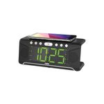 NAXA Radio Reloj Despertador Dual Naxa con Carga Inalámbrica Qi y Puerto USB 120-3014