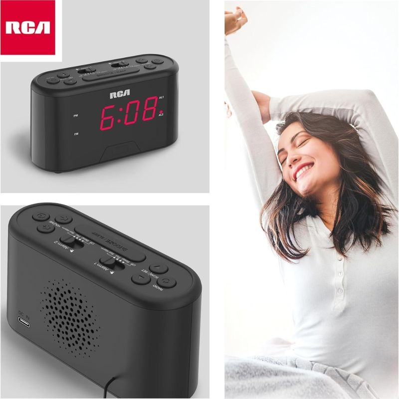 RCA Radio Reloj Despertador Digital RC551 con Pantalla LED 120-3018