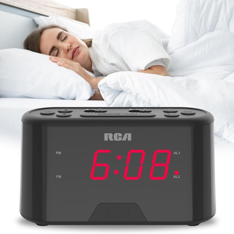 RCA Radio Reloj Despertador Digital RC551 con Pantalla LED 120-3018