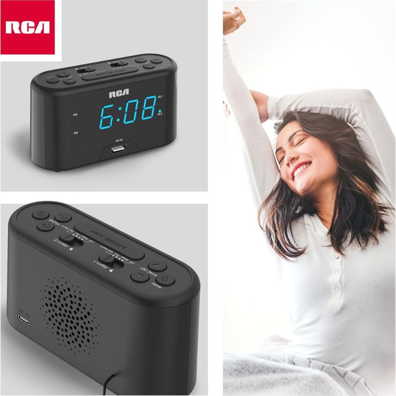 RCA Reloj Despertador Digital RCA RC571 con Radio AM/FM, Puerto USB y Pantalla LED 120-3019