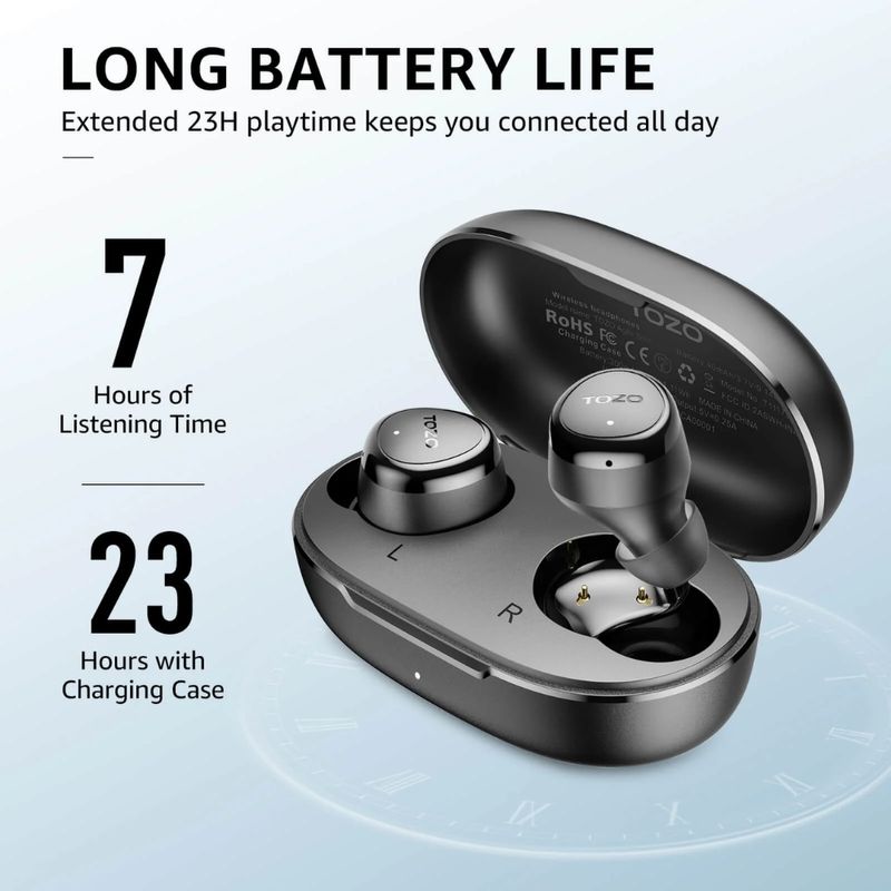 TOZO Auriculares Inalámbricos TOZO Agile Solo ¿ Sonido Envolvente y Diseño Compacto para Uso Diario 330-3109