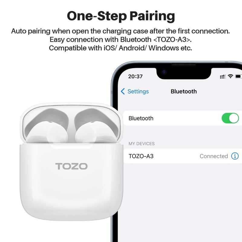 TOZO Auriculares Inalámbricos TOZO A3 con Reducción de Ruido y Bluetooth 5.3 330-3108