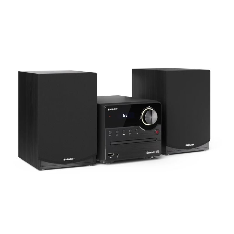 SHARP Sistema de Audio Sharp con Bluetooth, Reproductor de CD y Altavoces de Madera 120-3021