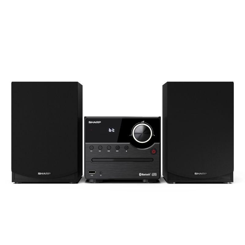 SHARP Sistema de Audio Sharp con Bluetooth, Reproductor de CD y Altavoces de Madera 120-3021
