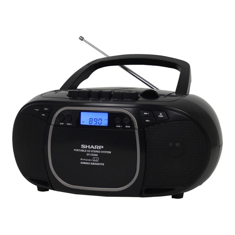 SHARP Sharp Boombox con Reproductor de CD, Casete y Radio AM/FM, Sonido Dinámico y Estilo Clásico 120-3023