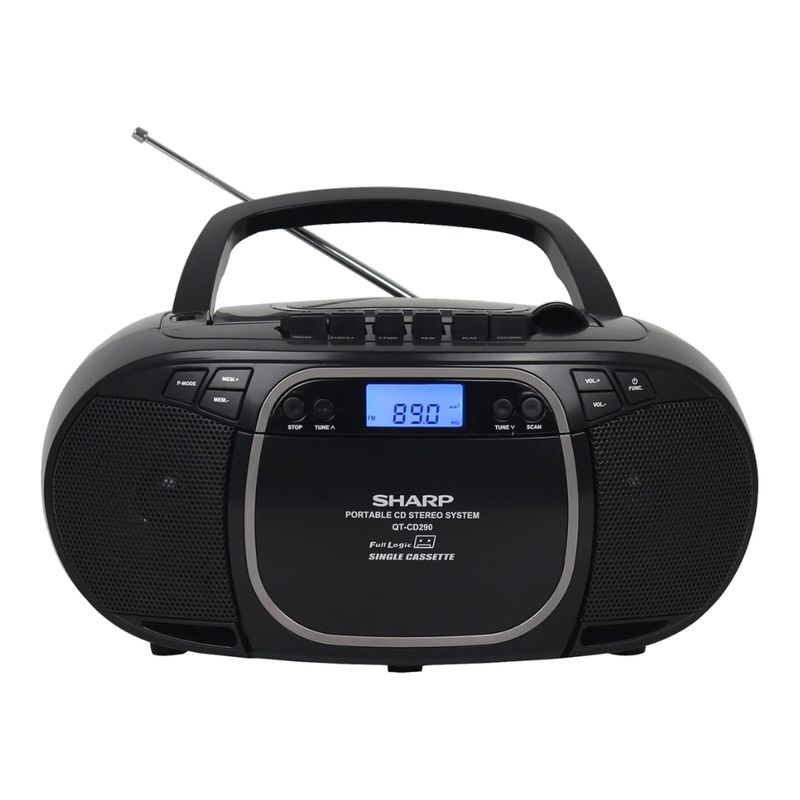 SHARP Sharp Boombox con Reproductor de CD, Casete y Radio AM/FM, Sonido Dinámico y Estilo Clásico 120-3023