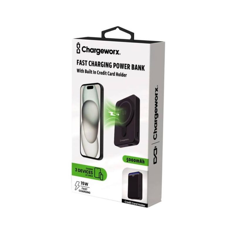 CHARGEWORX Cargador Inalámbrico con Batería de 5.000 mAh y Tecnología Qi 230-3194