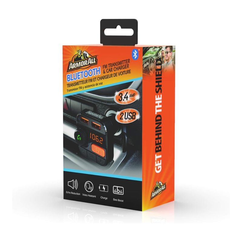 ARMORALL Transmisor FM Bluetooth con Puertos USB y Control de Voz 150-3804
