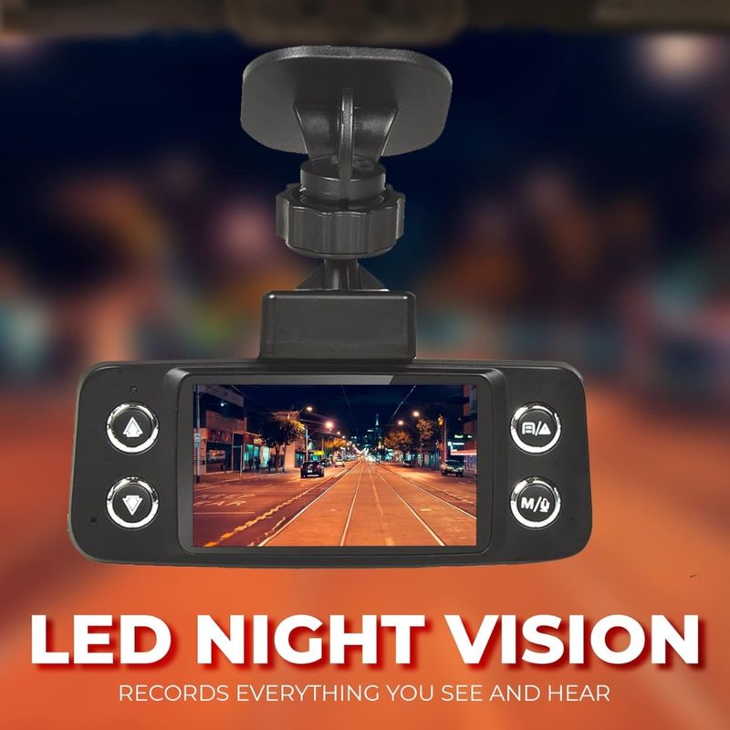 COBY Cámara de Tablero Dash Cam Full HD 1080p con Visión Nocturna, GPS y detección OBD con DVR. 160-6215